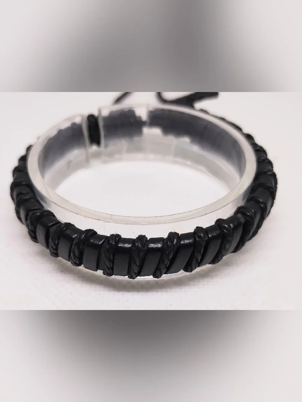 Men's Bracelet Leather Braided Black New Jewelry G18